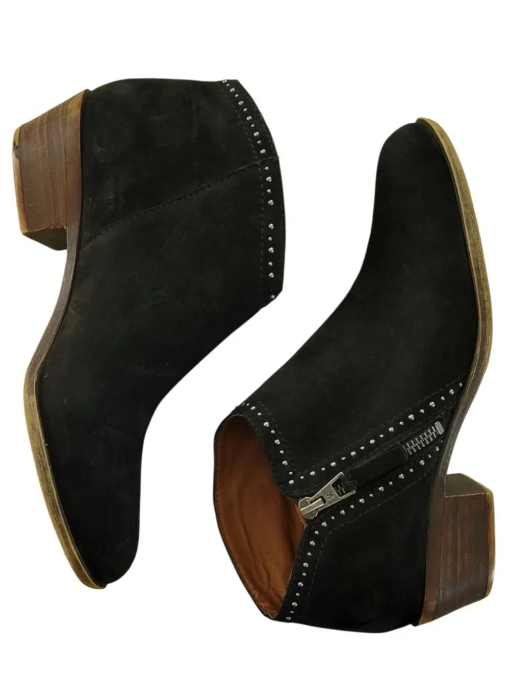 Lucky Brand 'Benna' Black Suede Leather Boho Ankle Bootie Size 9M